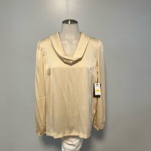 Vince Camuto Elegant Cream Satin Blouse